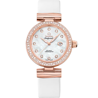 OMEGA 425.67.34.20.55.008 DE VILLE LADYMATIC 34 mm, Sedna™ gold on leather s - Image 3