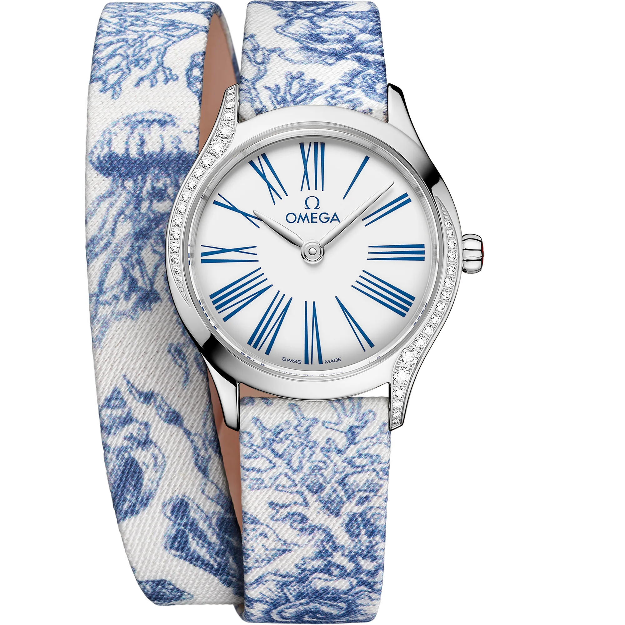 OMEGA 428.17.26.60.04.001 DE VILLE MINI TRÉSOR 26 mm, steel on toile de jouy