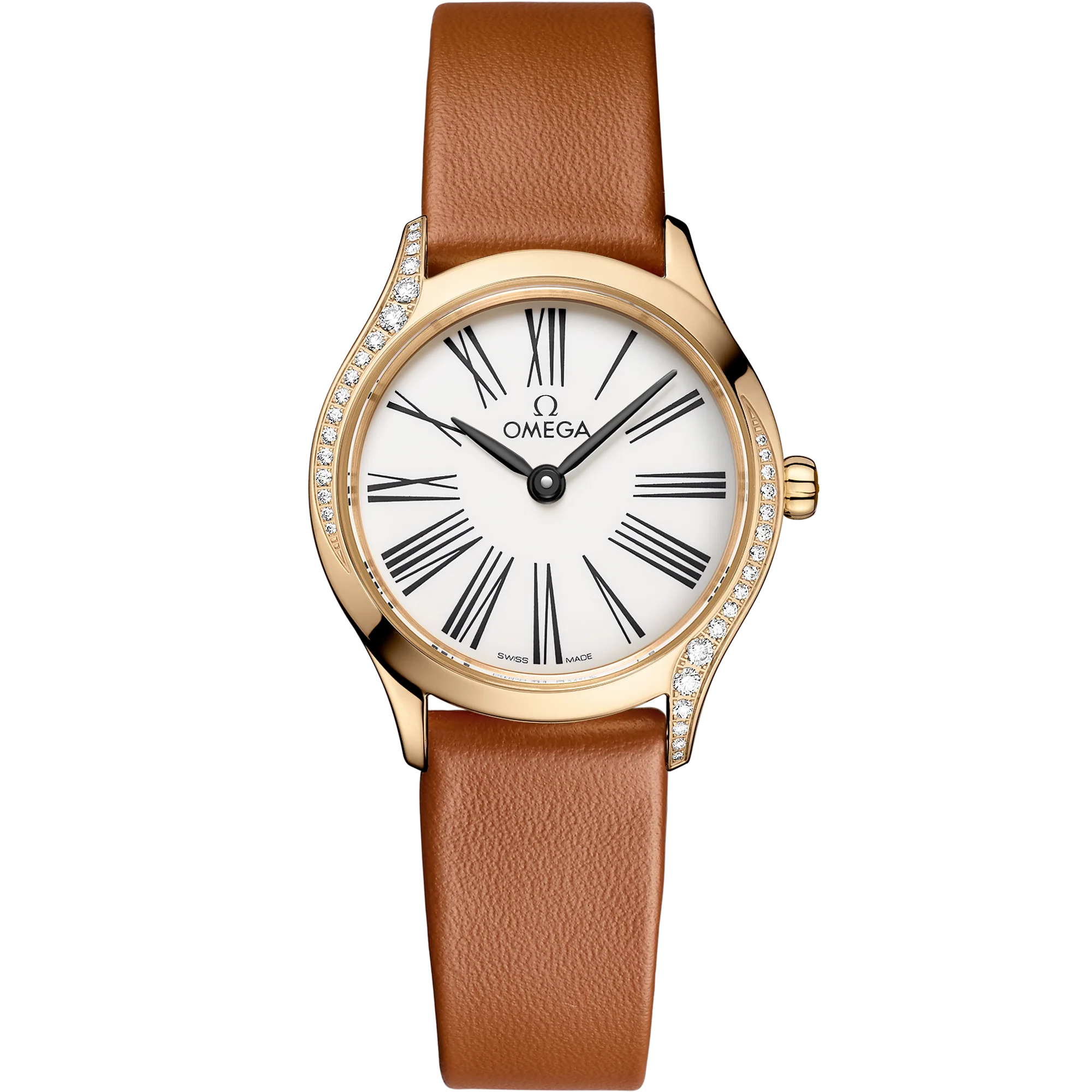 OMEGA 428.57.26.60.04.004 DE VILLE MINI TRÉSOR 26 mm, Moonshine™ gold on leather strap