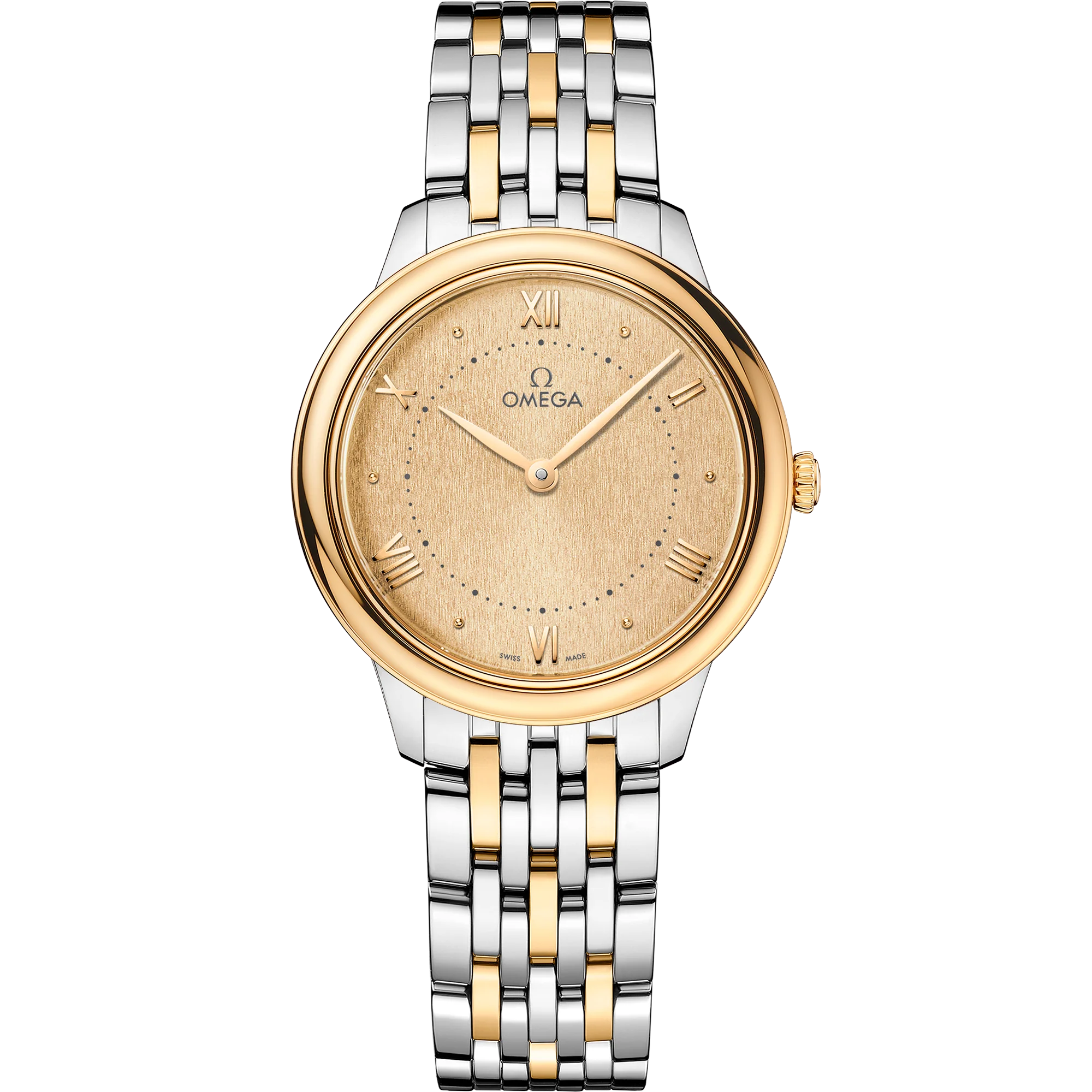OMEGA 434.20.30.60.08.001 DE VILLE PRESTIGE 30 mm, steel ‑ yellow gold on steel ‑ yell