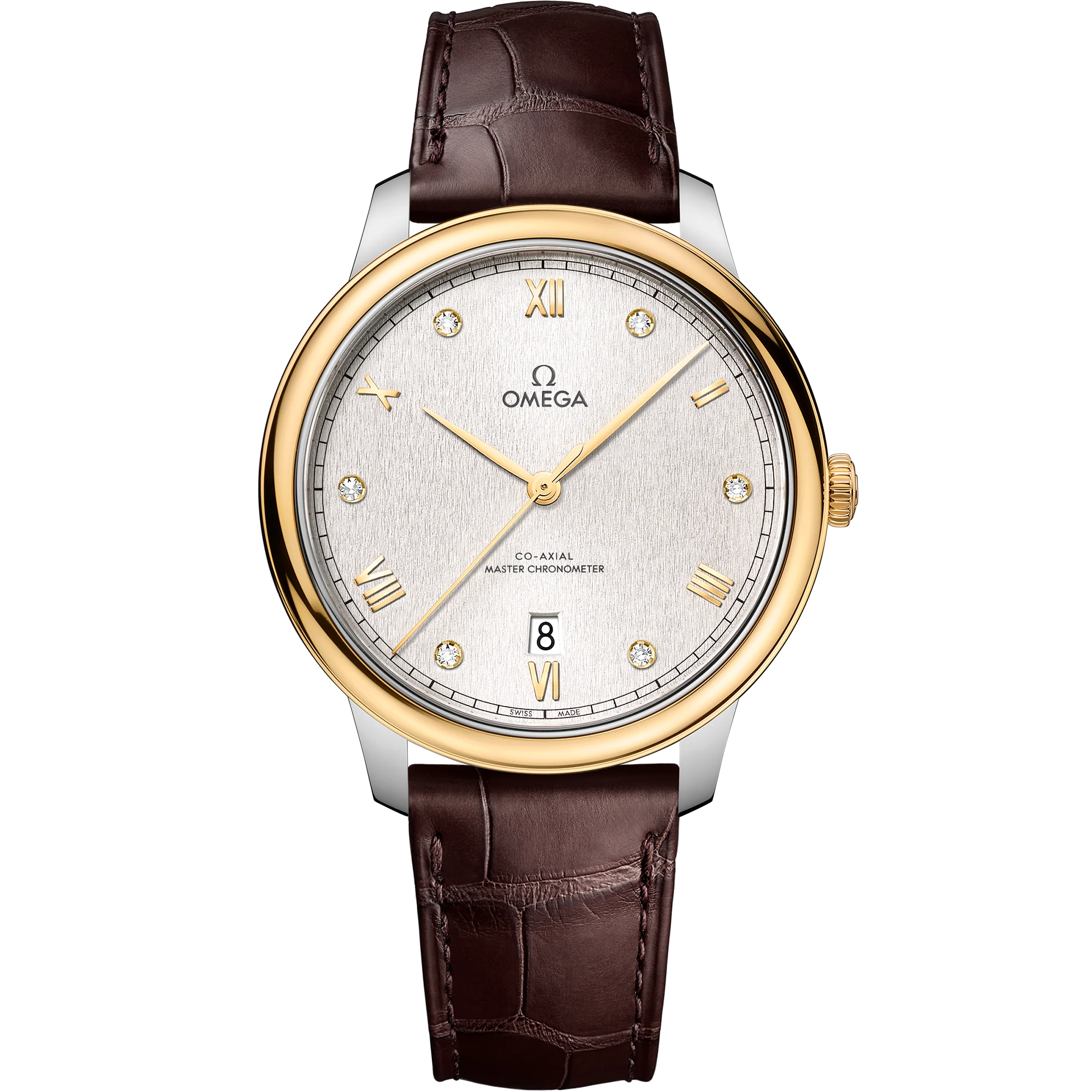 OMEGA 434.23.40.20.52.001 DE VILLE PRESTIGE 40 mm, steel ‑ yellow gold on leather stra