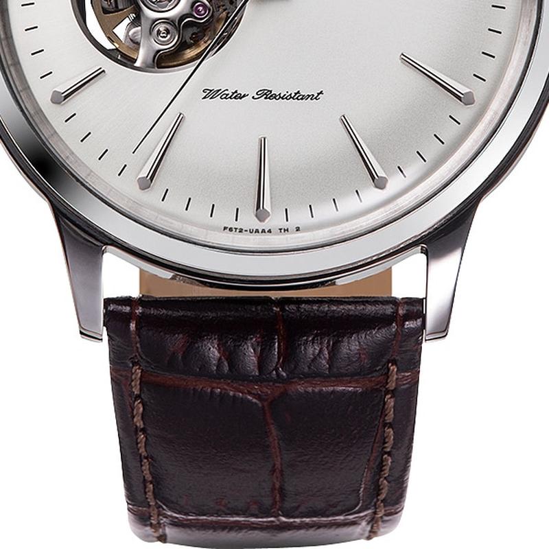 ORIENT Classic Bambino Semi-Skeleton Mechanical Leather Men's Watch RN-AG0005S - Image 5