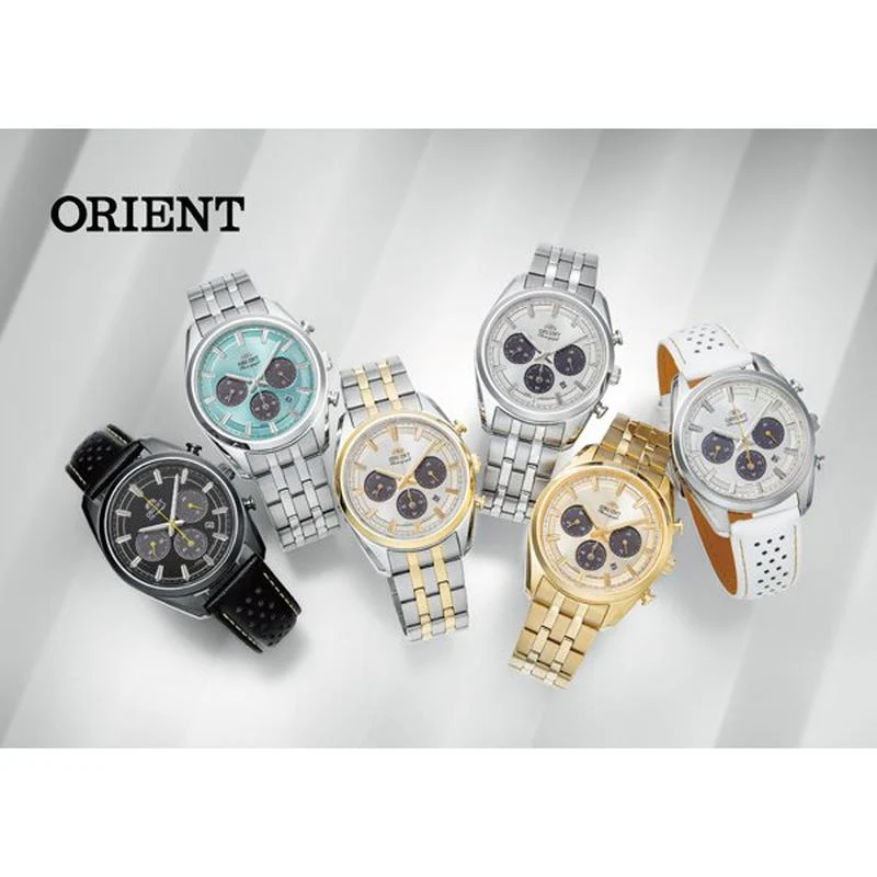 ORIENT Contemporary Chronograph Solar-Powered Metal Band Men's Watch RN-TX0304L - Image 4