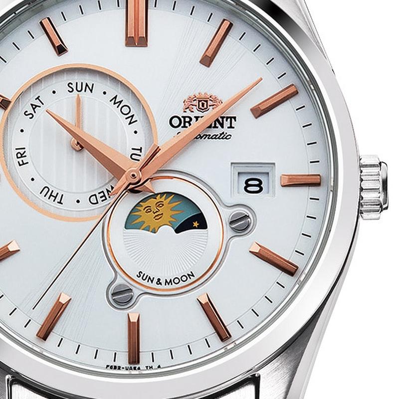 ORIENT Contemporary SUN & MOON Mechanical Stainless Steel Men's Watch RN-AK0301S - Image 4