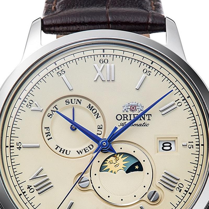 Orient Men's Classic Bambino Sun & Moon Automatic Calf Band Watch RN-AK0803Y/RA-AK0803Y10B - Image 4