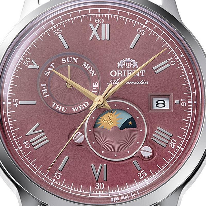 Orient Men's Classic Bambino Sun & Moon Automatic Watch with Calf-Leather Band RN-AK0807R/RA-AK0807R30B - Image 4