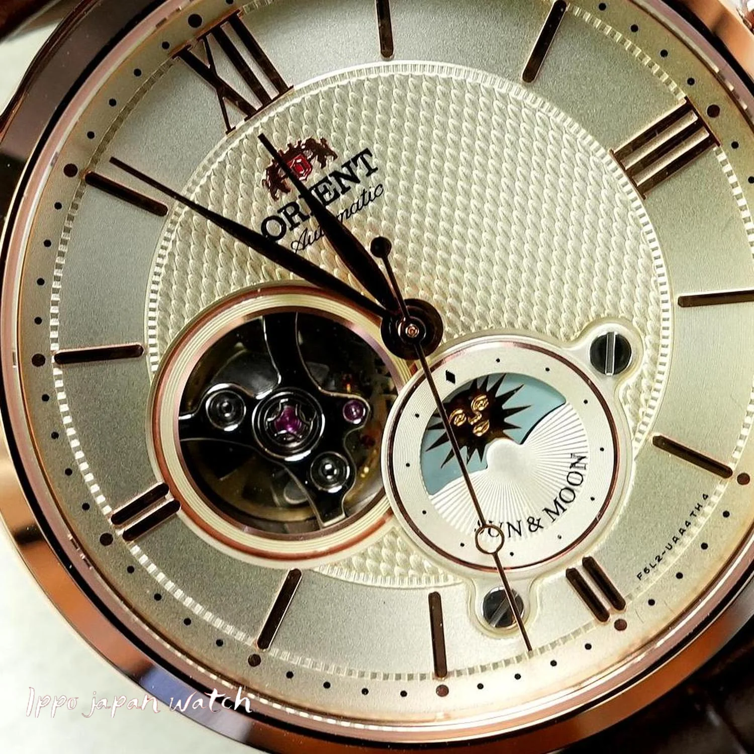 Orient RN-AS0002S Classic Sun & Moon Semi-Skeleton Mechanical Leather Men's Watch - Image 3