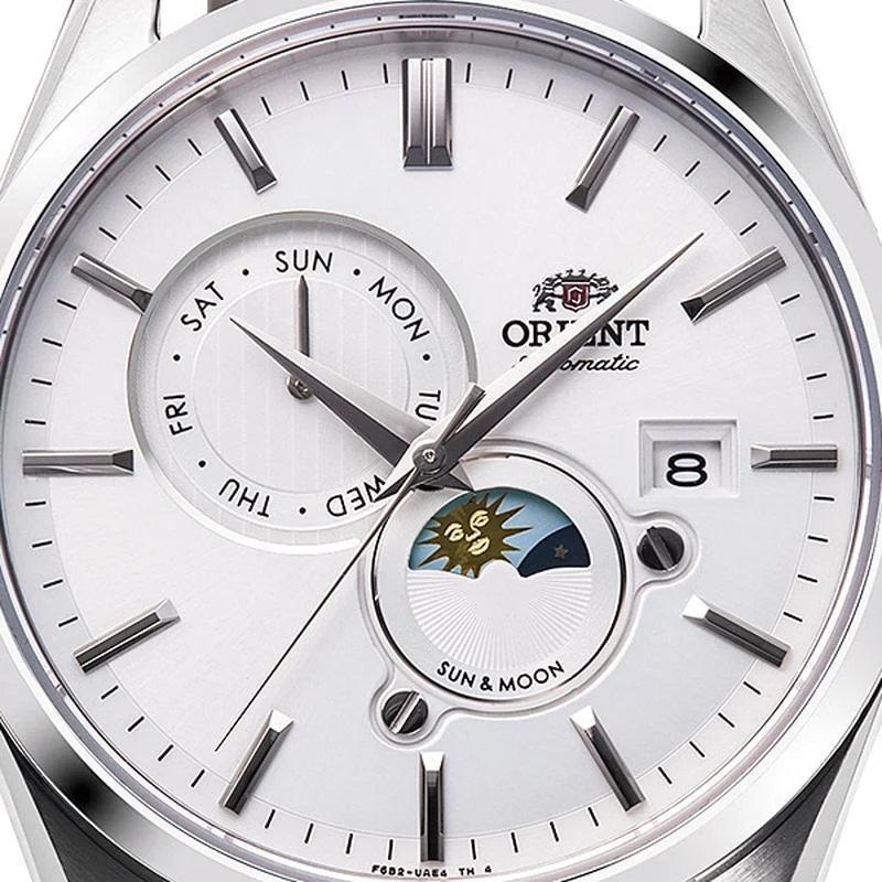 ORIENT Men's Contemporary SUN & MOON Mechanical Leather Watch RN-AK0305S - Image 2