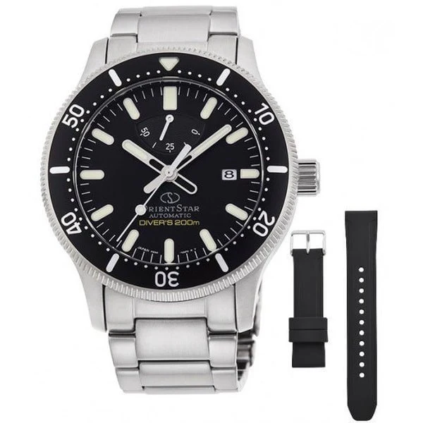 Orient Men's ORIENT STAR Sports DIVER 200m Waterproof Professional Diver Model Automatic Watch with Metal and Silicone Bands RK-AU0309B