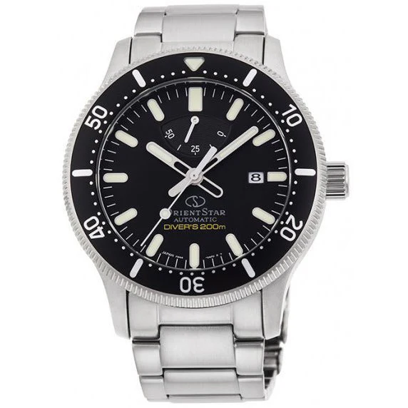 Orient Men's ORIENT STAR Sports DIVER 200m Waterproof Professional Diver Model Automatic Watch with Metal and Silicone Bands RK-AU0309B - Image 5