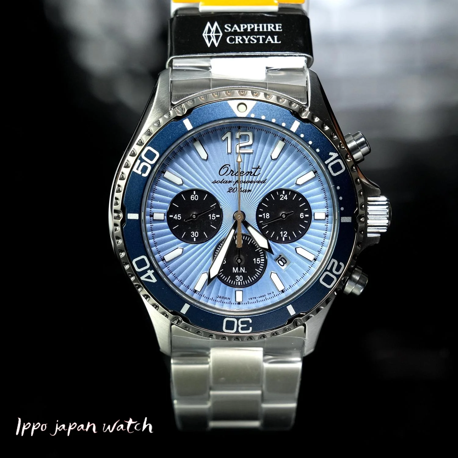 Orient Men's Sport Mako Diver Design Chronograph 75th Anniversary Limited Model Solar Powered Metal Band RN-TX0210L