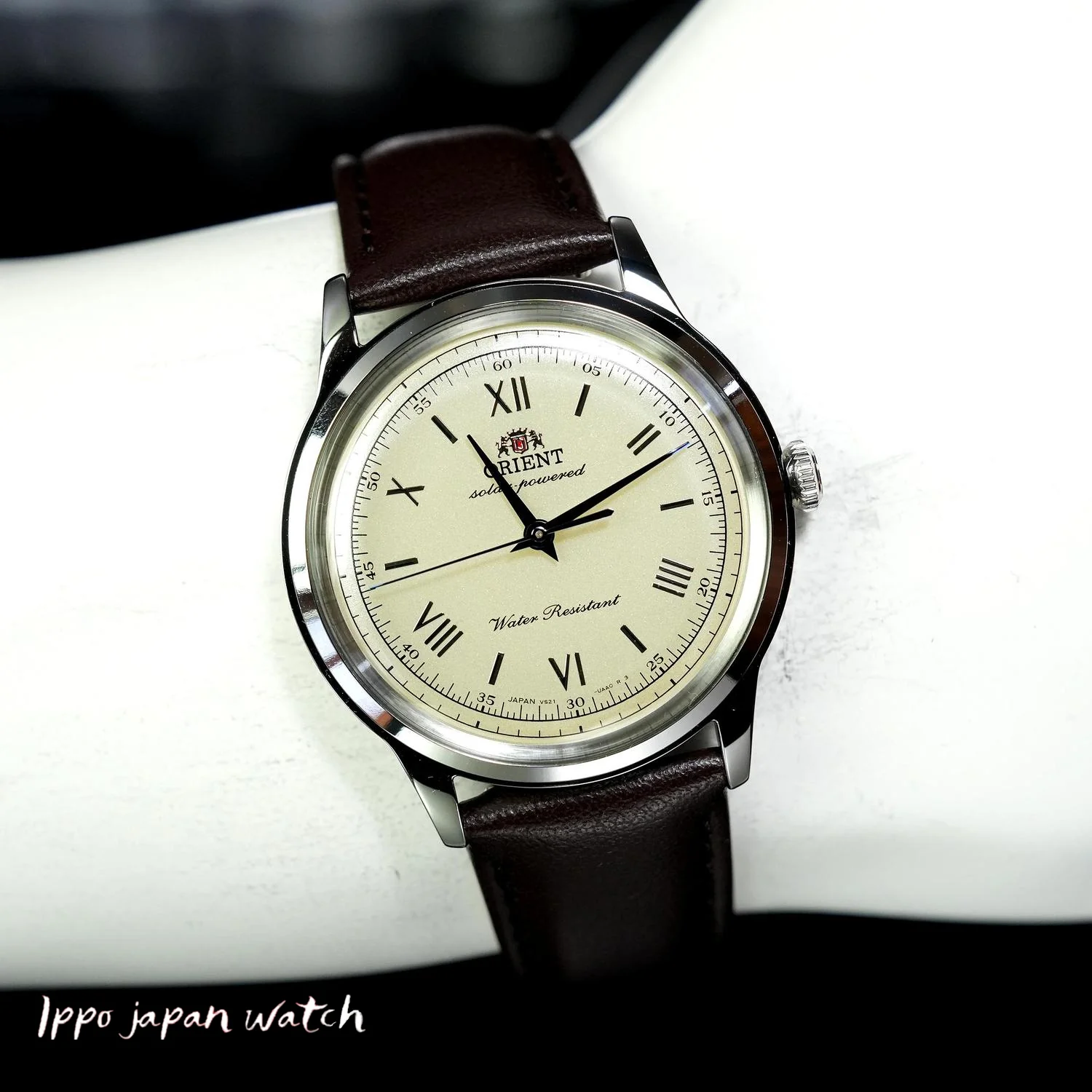 Orient Pre-Order ORIENT Classic RN-WK0003G Bambino 38 Solar Powered Men's Leather - Image 7