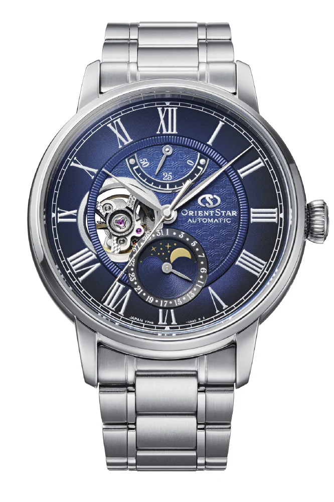 ORIENT RK-BT0002L Mechanical Moon Phase Automatic Watch - Elegant Design - Stainless Steel Case - Water Resistant -