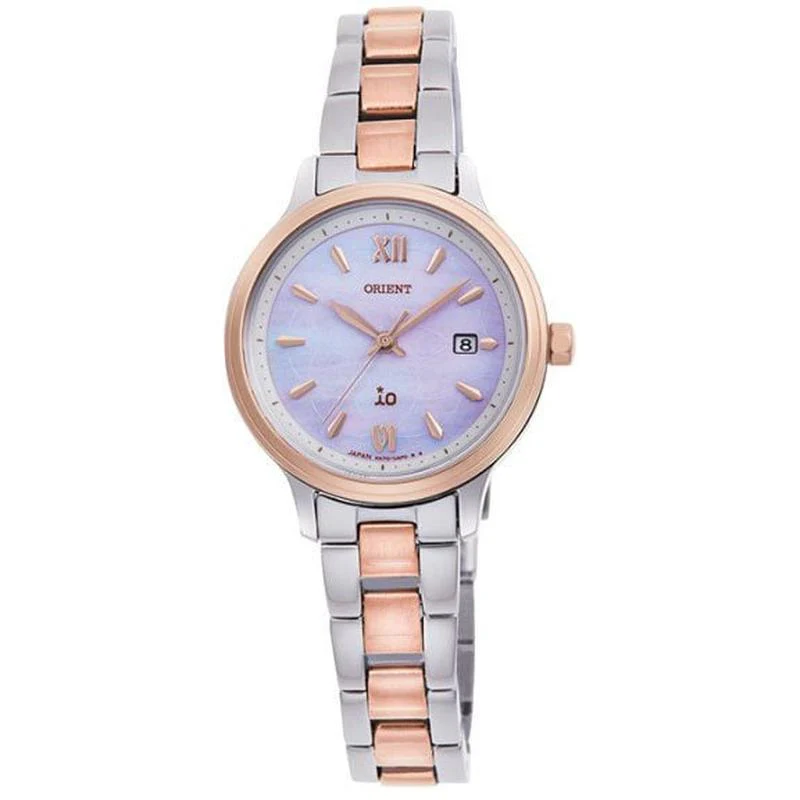 Orient Women's iO NATURAL&PLAIN White Mother-of-Pearl Dial Solar Powered Metal Band RN-WG0415A