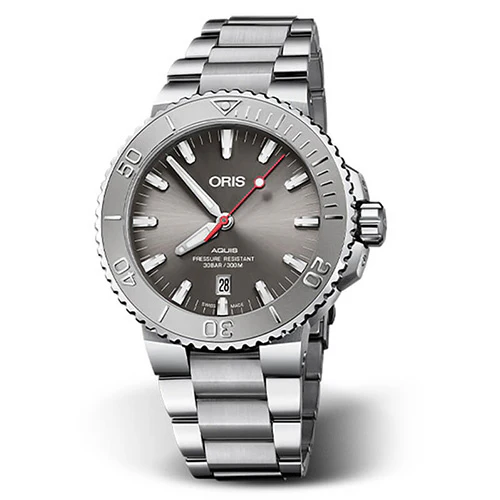 ORIS 7337730415382405PEB Aquis GY Bracelet Swiss Automatic Water Resistant 300m Stylish Dive Watch