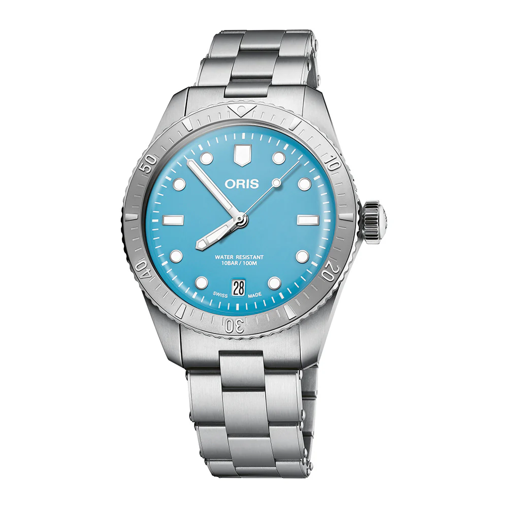 ORIS 7337771405581918 Diver65 Cotton Candy Blue Stainless Steel Bracelet Water Resistant Automatic Movement