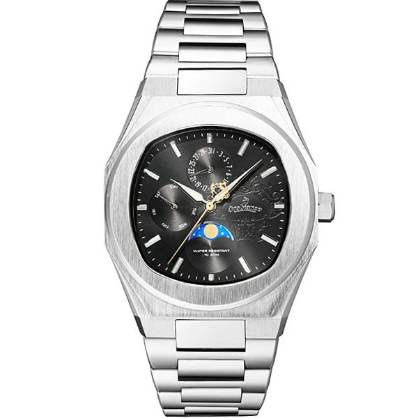 Orobianco OR006-00 Black Dial Stainless Steel Black Leather Strap Elegant Design Water Resistant - Image 3