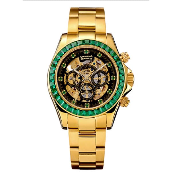 Other Overseas Manufacturers DDT802DG-GR3 Automatic Movement Elegant Pave Design 1-Year Warranty Water Resistant