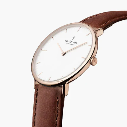 Other Overseas Manufacturers NR32RGLEBRXX 32mm White Dial Brown Leather Strap Water Resistant Elegant Design