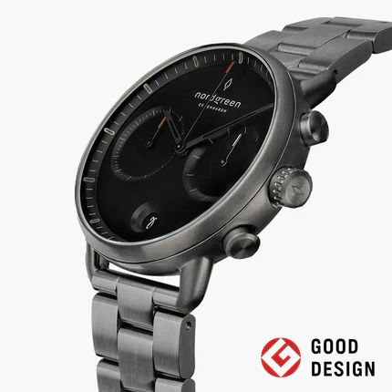 Other Overseas Manufacturers PI42GM3LGUBL 42mm Black Grey Strap Stylish Design Water Resistant Quartz Movement