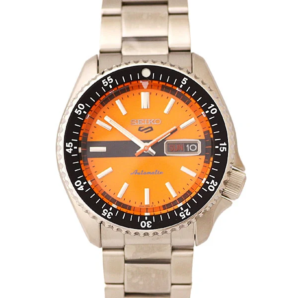 Other Overseas Manufacturers SRPK11K1 Automatic Movement Stainless Steel 10 Bar Water Resistance Black/Orange Design