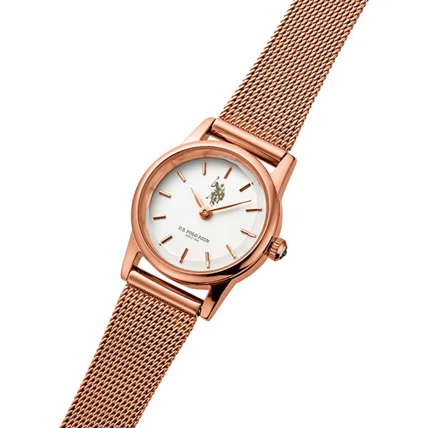 Other Overseas Manufacturers US-30PG Stylish Mesh Band Elegant White Dial Water Resistant 1-Year Warranty