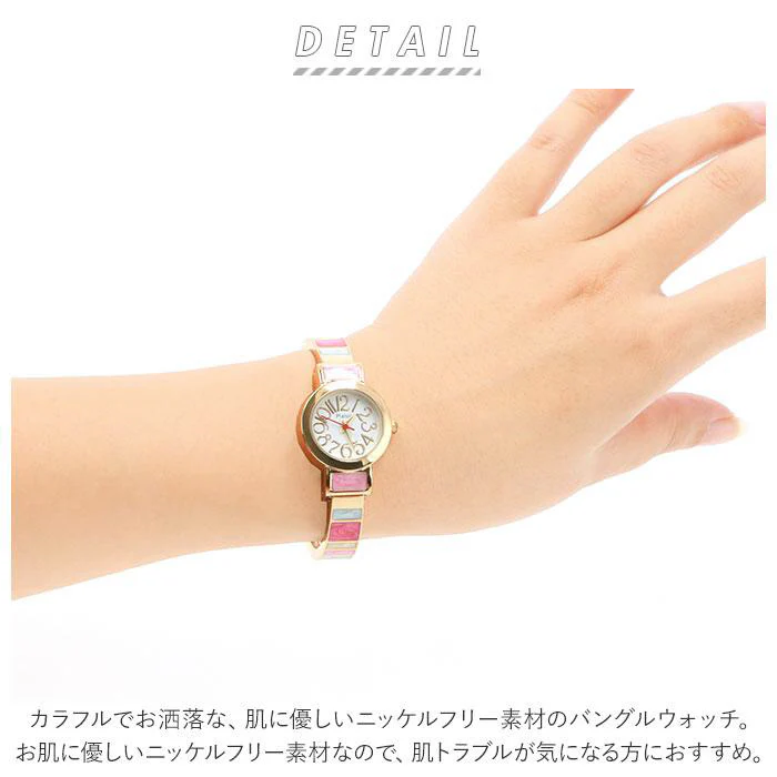 plaisir NCM-074 Nickel-Free Bangle Watch Elegant Design Durable Stainless Steel Water-Resistant - Image 7