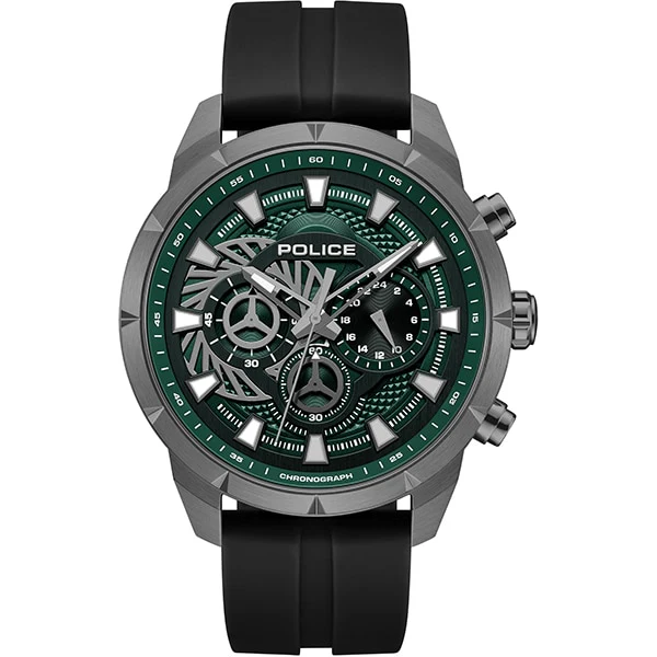 Police Watch PEWGQ0092703 Stylish Silicone Strap Green Dial Water Resistant 2-Year Warranty Modern Design - Image 3