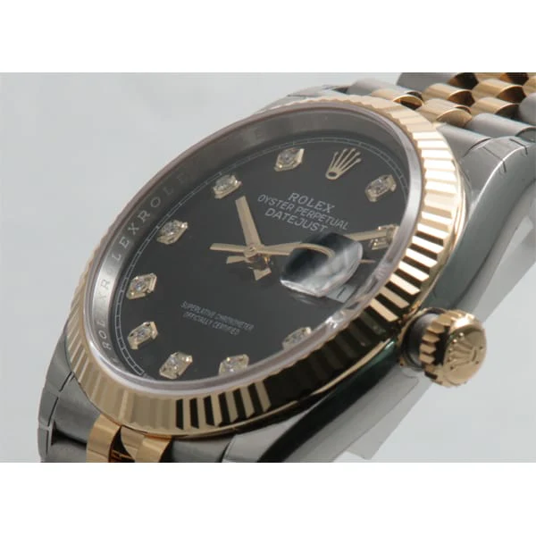 Rolex Ju36 Black Dial 10 Diamond Bezel Automatic Movement 5-Year Warranty