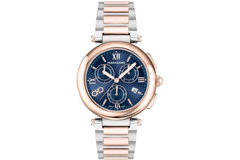 SALVATORE FERRAGAMO SFU200523 Elegant New Lady Chrono Watch with Blue Dial 2 Year Warranty Stylish Design and Reliable Performance