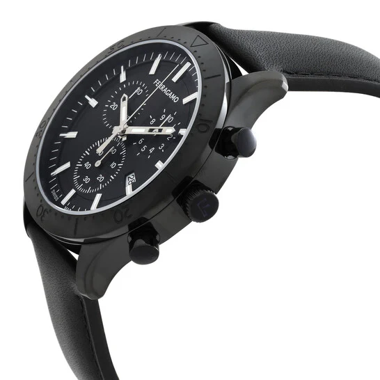 SALVATORE FERRAGAMO SFU400223 New Gent Chrono Watch with 2 Year Warranty, Stylish Black Design, Precision Quartz Movement, Perfect for Any Occasion