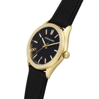 SALVATORE FERRAGAMO SFU500223 New Gent Watch with 2 Year Warranty, Elegant Black Design, Precision Quartz Movement, Water Resistant for Daily Wear