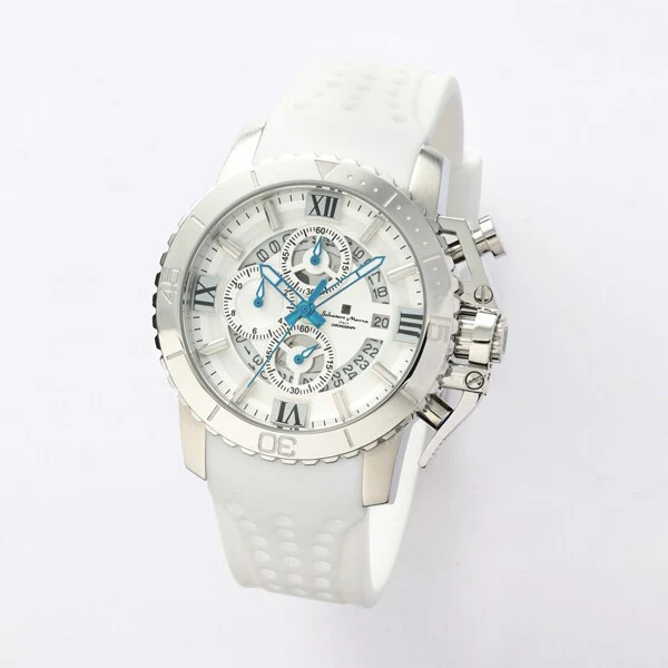 Salvatore Marra SM21103-SSWH Men's Rubber Strap Chronograph Watch Water Resistant 1-Year Warranty Stylish Design - Image 3