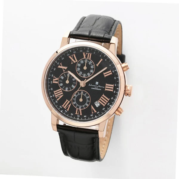 Salvatore Marra SM22103-PGBK Men's Chronograph Watch Genuine Leather Strap Water Resistant 1-Year Warranty Stylish - Image 3