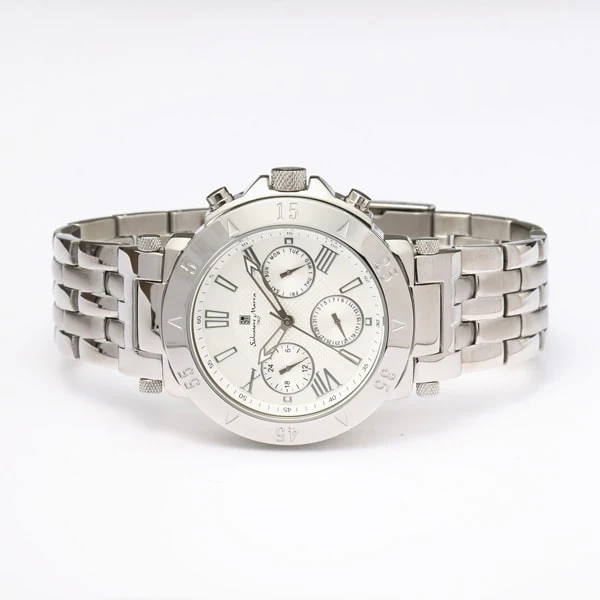 Salvatore Marra SM22108-SSWH Men's Multi-Function Watch Stainless Steel Band Water Resistant 1-Year Warranty
