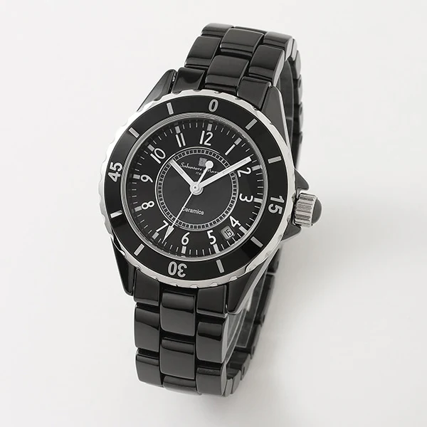 Salvatore Marra SM23103-BKA Men's Ceramic Belt Watch Black Arabic Numerals Water Resistant Stylish Design 1 Year - Image 3
