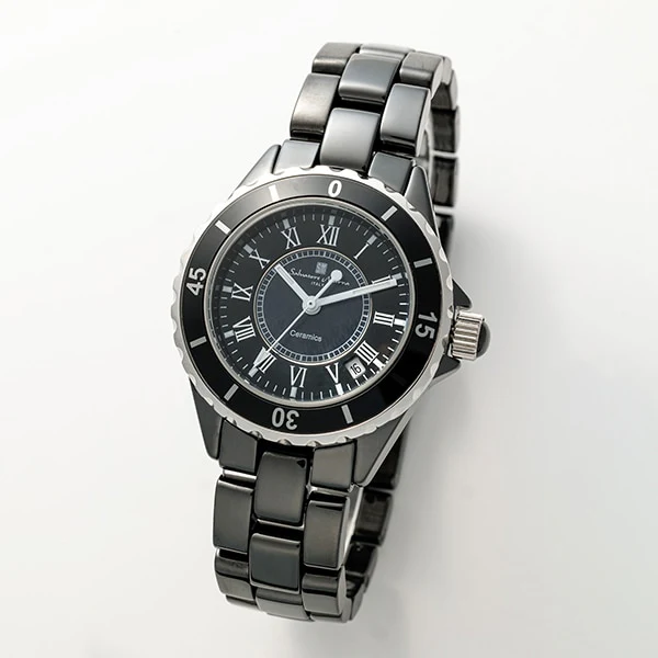 Salvatore Marra SM23103-BKR Men's Ceramic Belt Watch Black Roman Numerals Water Resistant 1-Year Warranty - Image 3