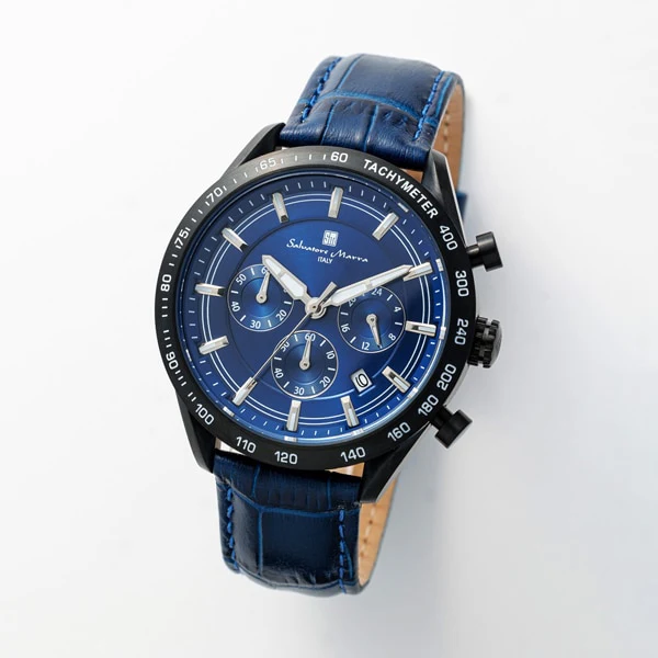 Salvatore Marra SM23104-BKNV Chronograph Watch Men's Leather Strap Authentic 1-Year Warranty Stylish Design - Image 3