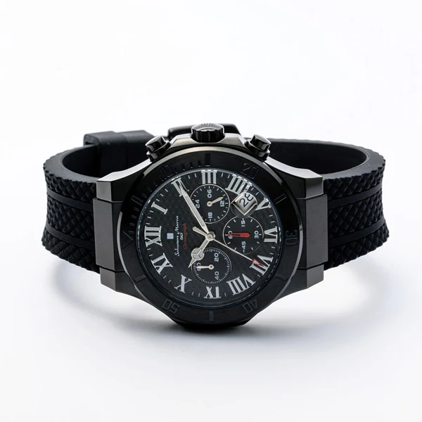 Salvatore Marra SM23106-BKBK Men's Chronograph Black Rubber Strap Water Resistant Stylish Design 1-Year Warranty