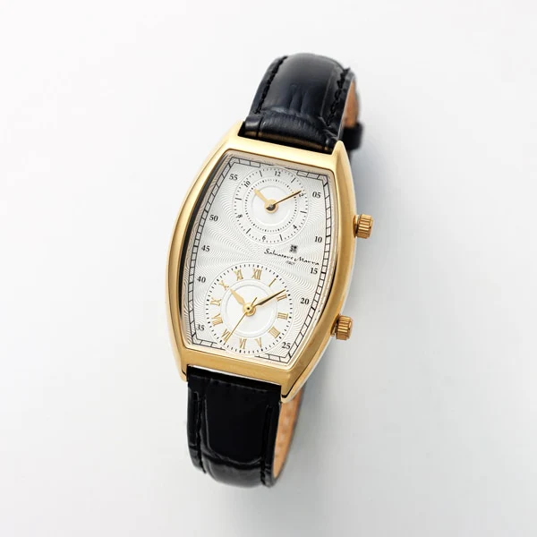 Salvatore Marra SM23107-GDWH Dual Time Unisex Leather Strap Authentic 1-Year Warranty Stylish Design - Image 3