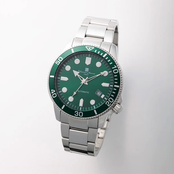 Salvatore Marra SM24105-SSGR Automatic Diver's Watch Men's Metal Band Green Water Resistant 1-Year Warranty Stylish - Image 3