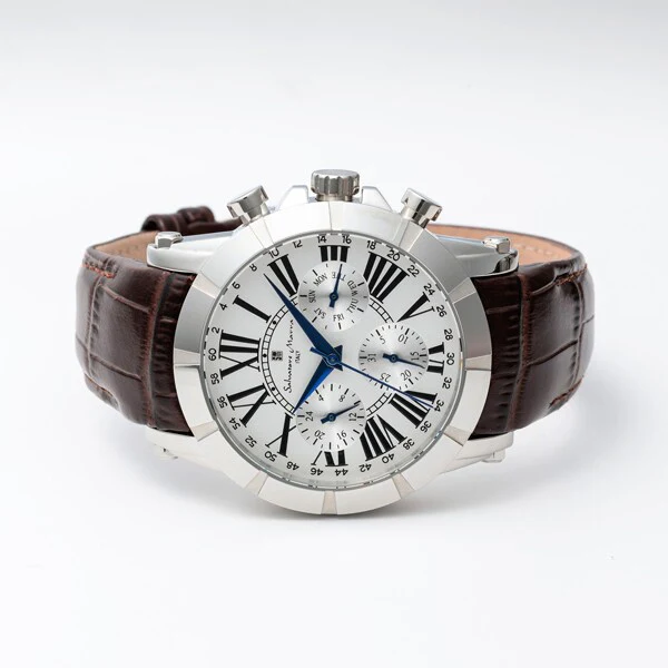 Salvatore Marra SM25101-SSWH Men's Leather Strap Multi-Calendar Authentic Timepiece 1-Year Warranty Stylish Design