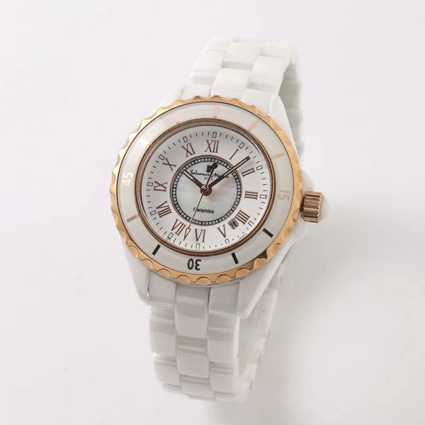 Salvatore Marra SM25151-PGWHR Elegant Ceramic Strap Stylish Women's Watch 1-Year Warranty Water Resistant - Image 3