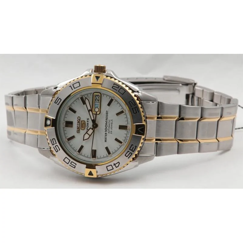 Seiko 5 Sports Automatic Men's Watch SNZB24J1 - White Dial Stainless Steel, Self-Winding, WR 100M - Image 3