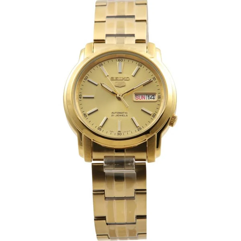 Seiko 5 Stainless Steel Gold-Detailed Watch SNKL86K1