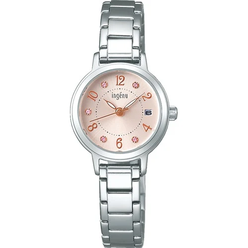 SEIKO AHJK445 Ladies Angeline Metal Band Pink Dial Elegant Watch with Date Function and Water Resistance