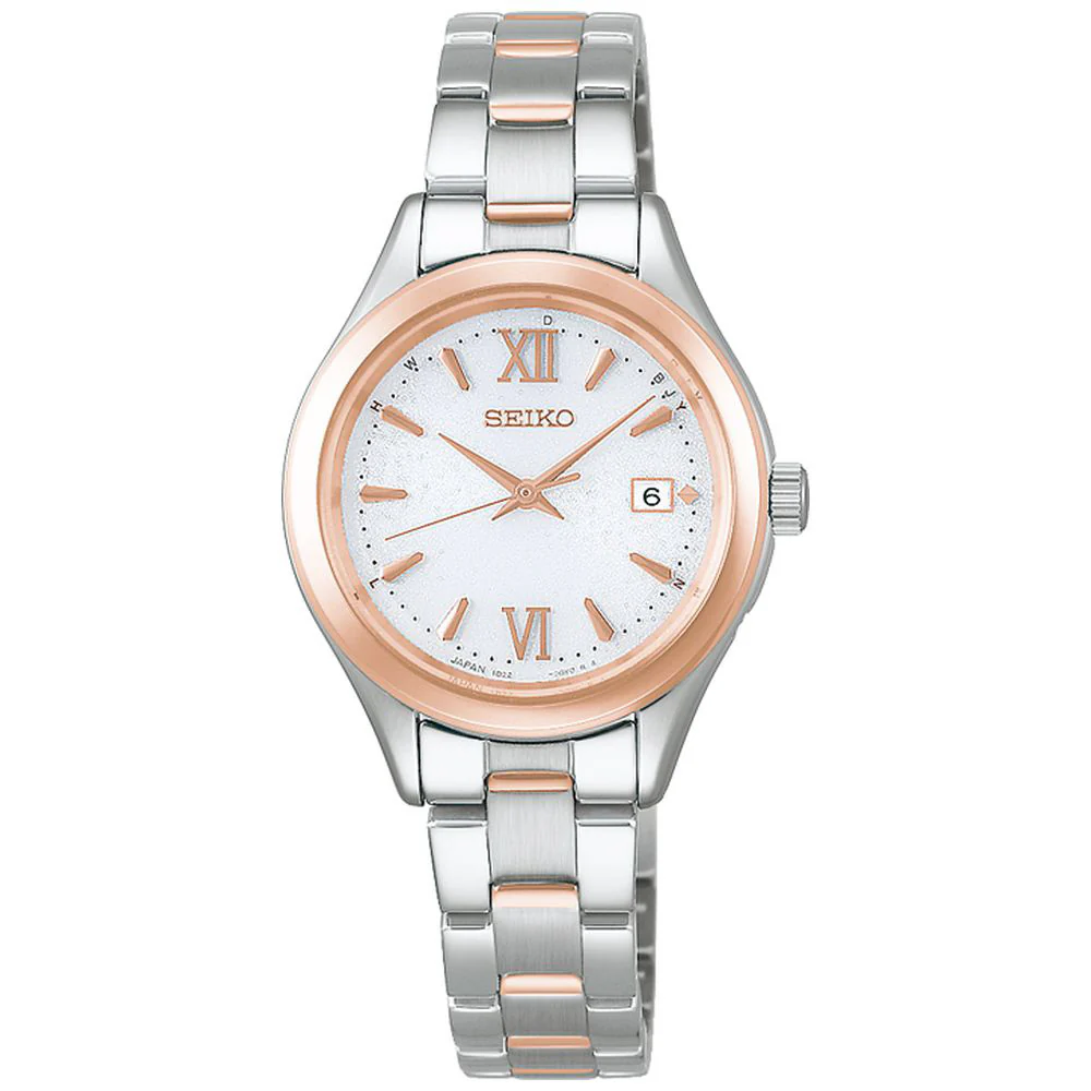 SEIKO HFE002J Solar Radio Controlled Elegant Design White Dial Stainless Steel Case Water Resistant
