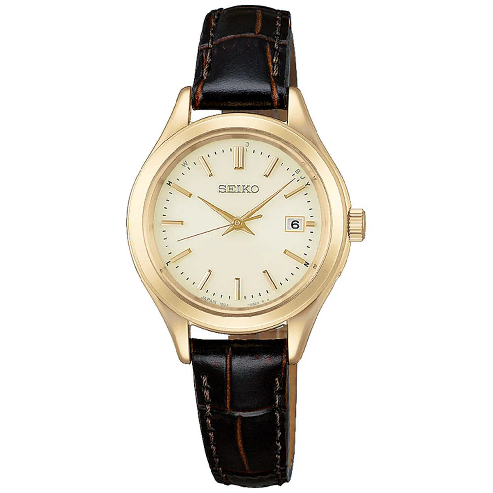 SEIKO HFE004J Solar Radio-Controlled Elegant Gold Design Durable Stainless Steel Water Resistant
