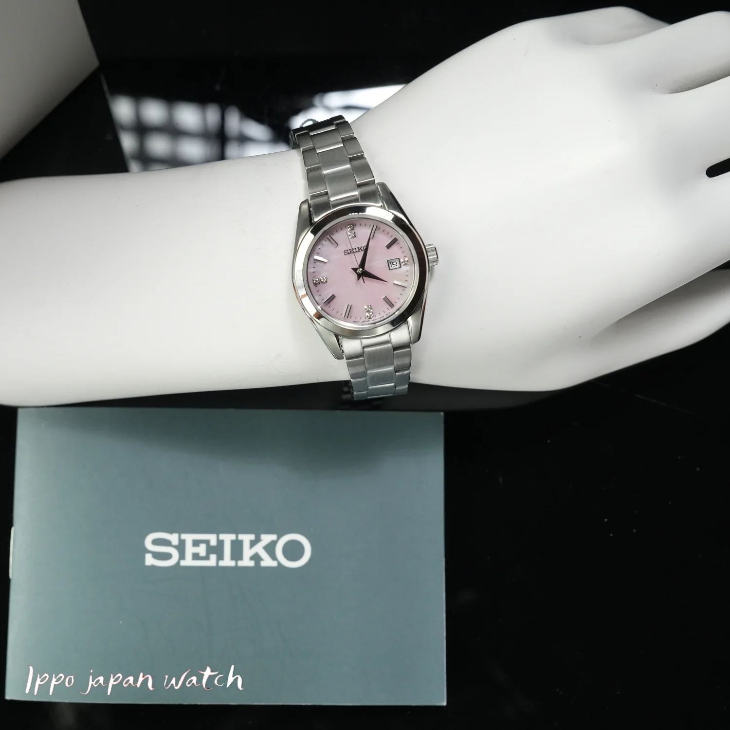 SEIKO HFH002P Elegant Quartz Watch Stylish Pink Dial Stainless Steel Case Water Resistant - Image 5