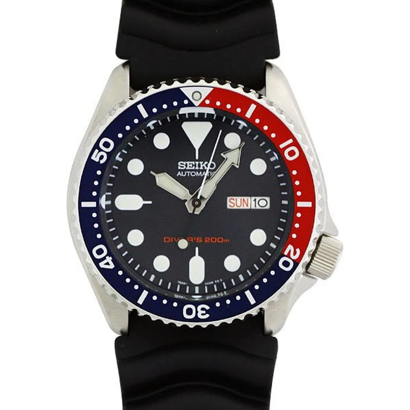 Seiko Men's Seiko Diver's Stainless Steel Automatic Rubber Blue/Red Bezel SKX009K